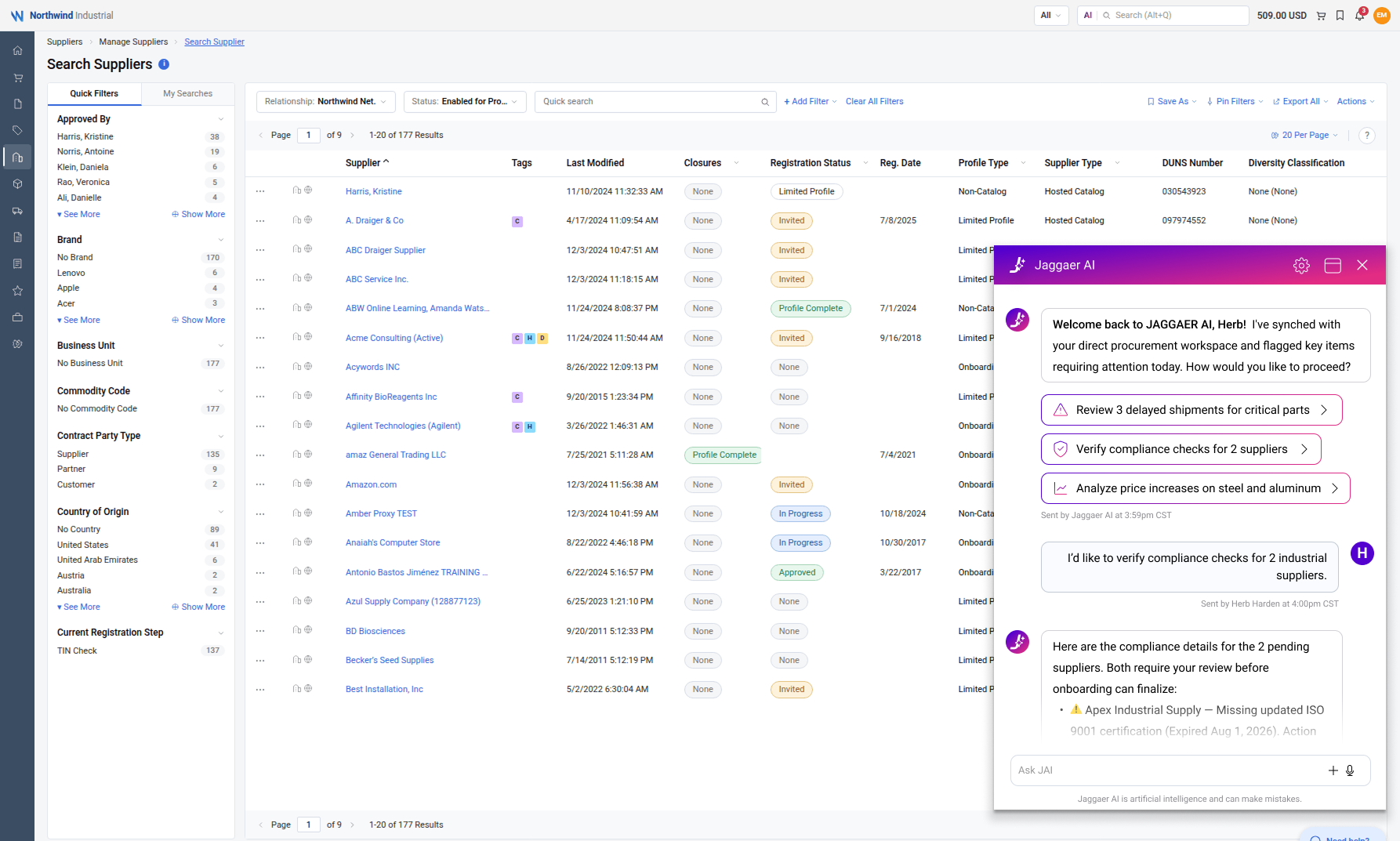 Jaggaer AI Conversational Interface