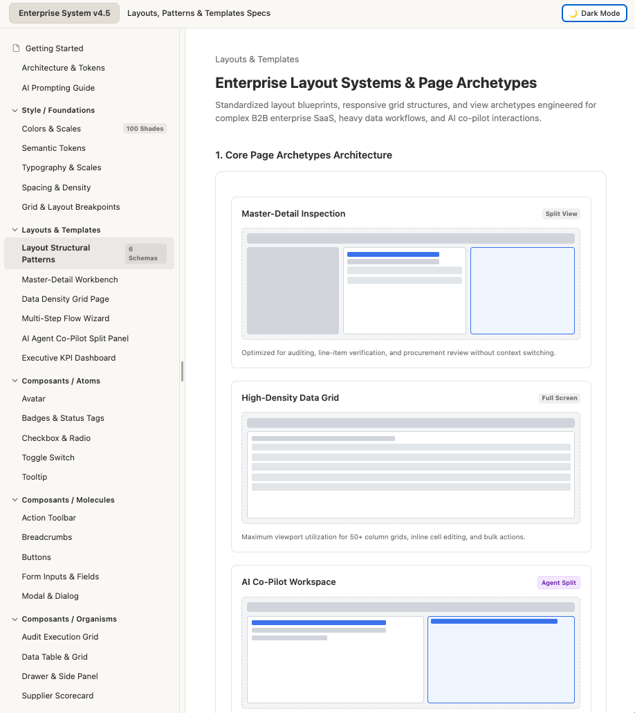 Enterprise Layout Blueprints and Master-Detail Archetypes