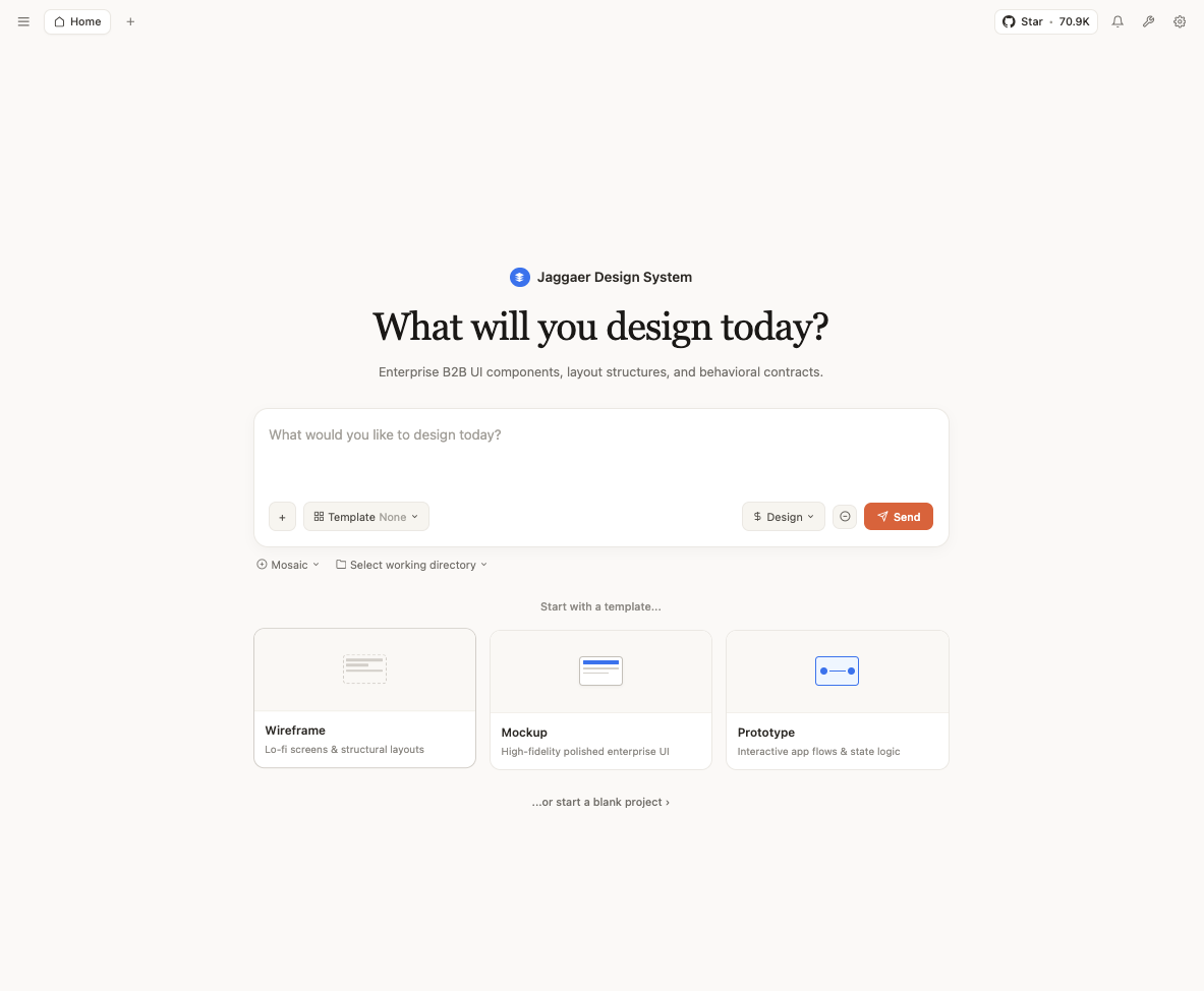 Open Design AI Interface - PM Prompt-Driven System Mockups